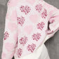 Pearl Detail Heart Round Neck Sweater