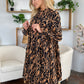 Double Take Full Size Printed Ruffle Hem Long Sleeve Dress
