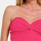 Zenana Ruched Twisted Sweetheart Neck Top