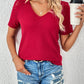 Full Size Lace Detail V-Neck Short Sleeve T-Shirt