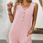 Pocketed Round Neck Sleeveless Romper