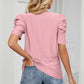 Eyelet Puff Sleeve Round Neck Blouse