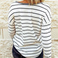 Striped Waffle Knit Henley Long Sleeve Top