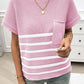 Devine Striped Round Neck Short Sleeve Sweater
