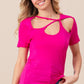 BiBi Cutout Asymmetrical Neck Short Sleeve T-Shirt - Brand BiBi