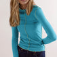 Basic Bae Contrast Trim Mock Neck Long Sleeve T-Shirt