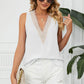 Contrast Trim Plunge Sleeveless Blouse