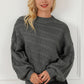 Cable-Knit Mock Neck Dropped Shoulder Sweater