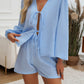 Devine Tied Long Sleeve Top and Shorts Set