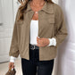 Perfee Collared Neck Button Down Jacket