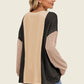 Double Take Texture Contrast Round Neck Long Sleeve T-Shirt