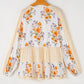 Plus Size Printed Tie Neck Long Sleeve Blouse