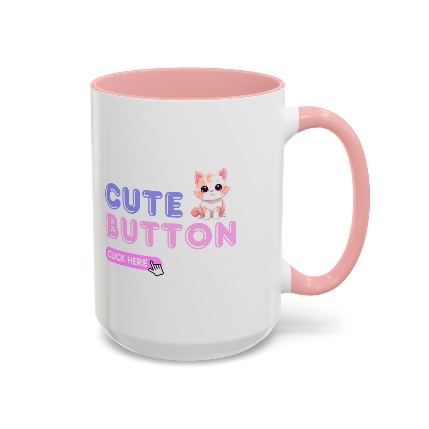 Cute Button Click Here Accent Coffee Mug (11, 15oz) | Made to Order