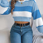 Color Block Round Neck Cropped Sweater