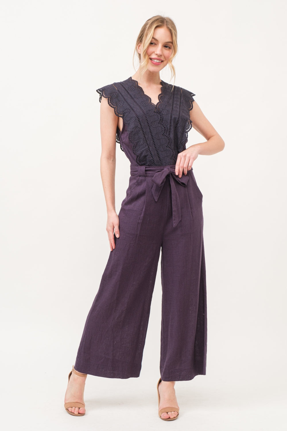 And The Why Laced Surplice Tie Waist Jumpsuit *