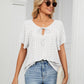 Eyelet Tie-Neck Flutter Sleeve Top