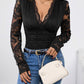 Perfee V-Neck Long Sleeve Lace Top