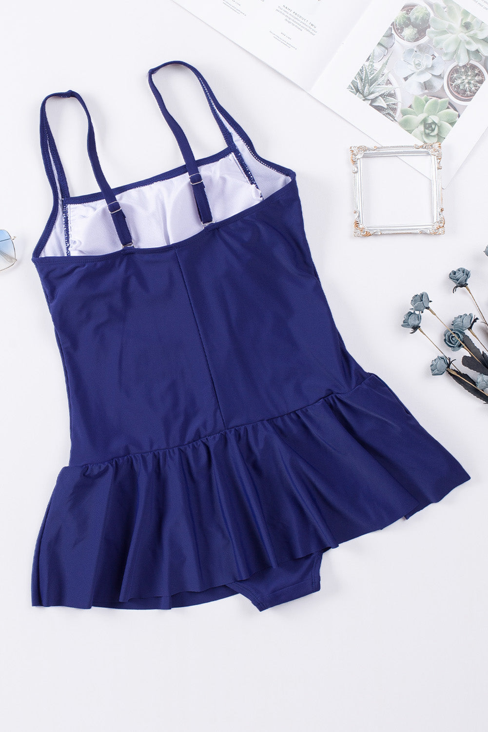 Full Size Ruched Square Neck Sleeveless One-Piece Swimwear