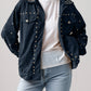 Studded Collared Neck Button Up Jacket