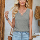 Full Size Heathered Notched Wide Strap Tank