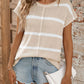 Striped Round Neck Short Sleeve Knit Top
