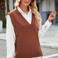Side Slit V-Neck Sweater Vest