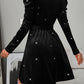 Glitter Round Neck Puff Sleeve Dress