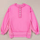 Sequin Half Button Long Sleeve Sweatshirt
