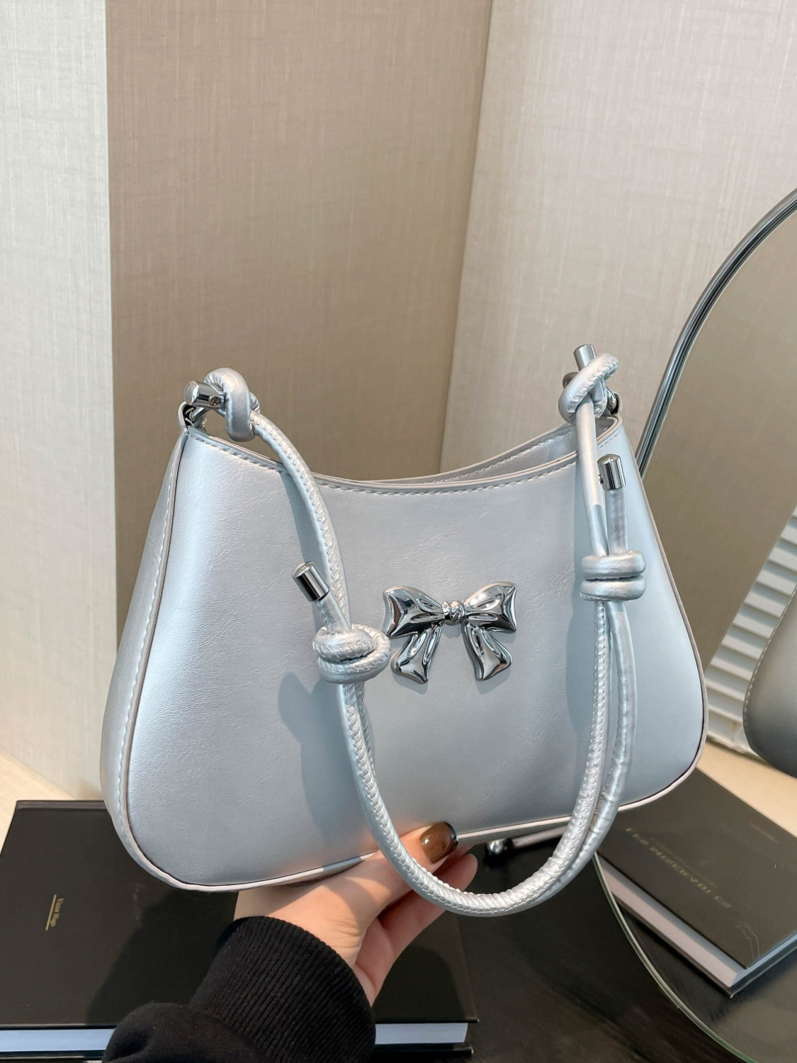 Bow PU Leather Knotted Strap Handbag