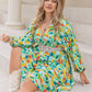 Plus Size Printed Surplice Long Sleeve Mini Dress