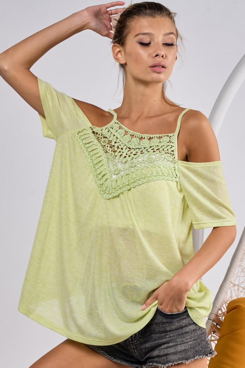 BiBi Front Crochet Lace Adjustable Strap Top - Brand BiBi *
