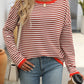 Mandy Striped Round Neck Long Sleeve Sweater