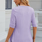 Full Size Eyelet Half Sleeve T-Shirt