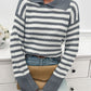 Striped Collared Neck Long Sleeve Sweater