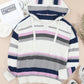 Plus Size Striped Long Sleeve Hooded Sweater