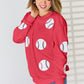 Sequin Baseball Round Neck Dropped Shoulder Sweatshirt
