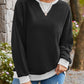 Contrast Round Neck Long Sleeve Sweatshirt