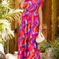 Printed Ruffled Mock Neck Tiered Dress