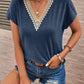 Full Size Lace Detail V-Neck Short Sleeve T-Shirt