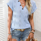 Openwork V-Neck Short Sleeve T-Shirt