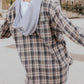 Drawstring Plaid Hooded Long Sleeve Shirt