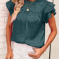 Leopard Frill Mock Neck Ruffled Cap Sleeve Top
