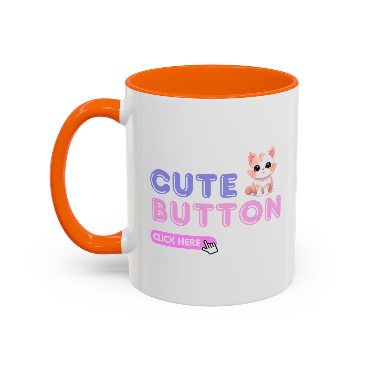 Cute Button Click Here Accent Coffee Mug (11, 15oz) | Made to Order