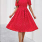 Printed Round Neck Short Sleeve Dress