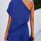 Single Shoulder Batwing Sleeve Romper