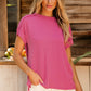 Exposed Seam Round Neck Short Sleeve T-Shirt