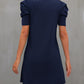 Round Neck Puff Sleeve Mini Dress