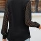 Cutout Round Neck Lace Long Sleeve Blouse