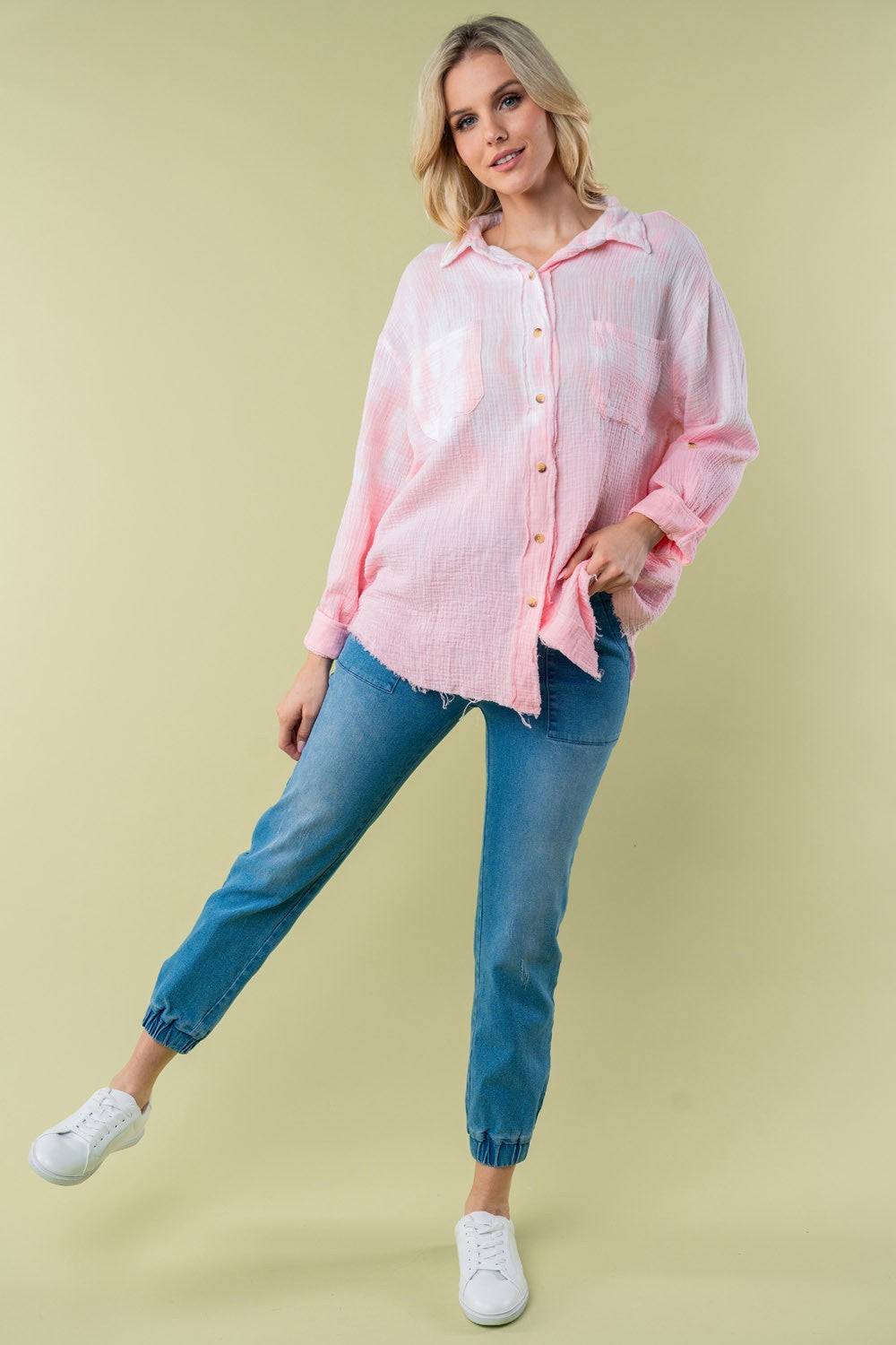 White Birch Full Size Long Sleeve Tie Dye Shirt *