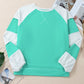 Plus Size Exposed Seam Color Block Long Sleeve Sweatshirt